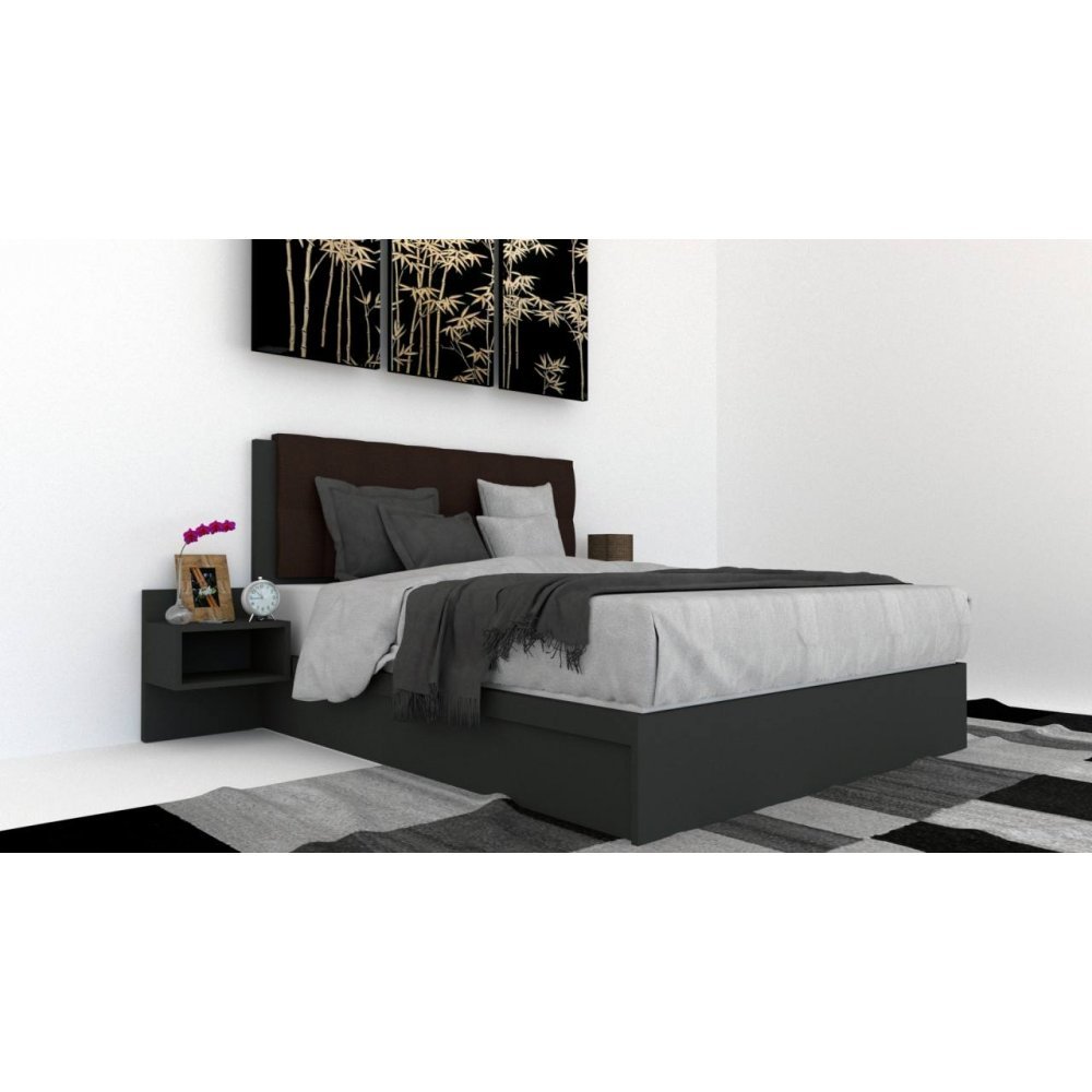 Pat Tapitat LEX 160 cu 2 noptiere, Decor 0164 / Kronos 06 Pat Tapitat LEX 160 cu 2 noptiere, Decor 0164 / Kronos 06