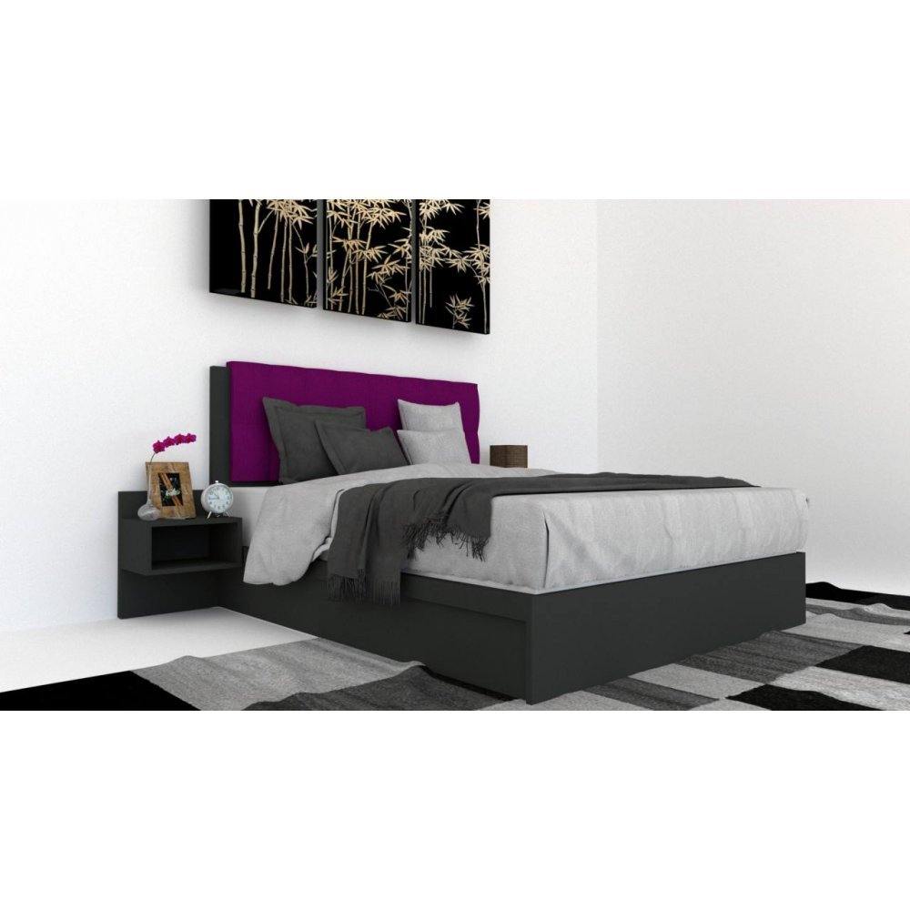 Pat Tapitat LEX 160 cu 2 noptiere, Decor 0164 / Rico 07