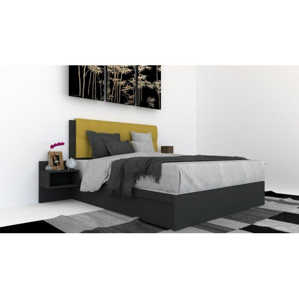 Pat Tapitat LEX 160 cu 2 noptiere, Decor 0164 / Rico 10
