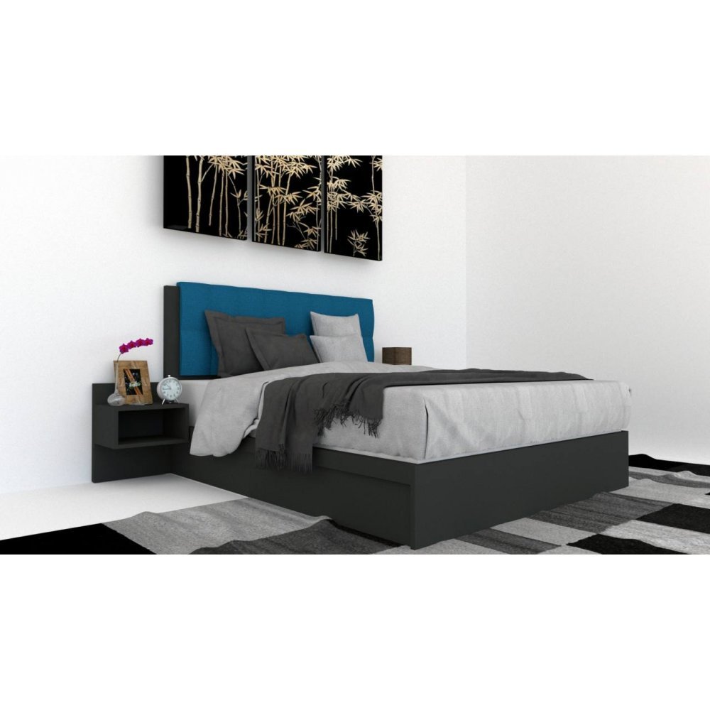 Pat Tapitat LEX 160 cu 2 noptiere, Decor 0164 / Rico 11