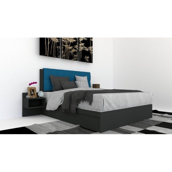 Pat Tapitat LEX 160 cu 2 noptiere, Decor 0164 / Rico 11