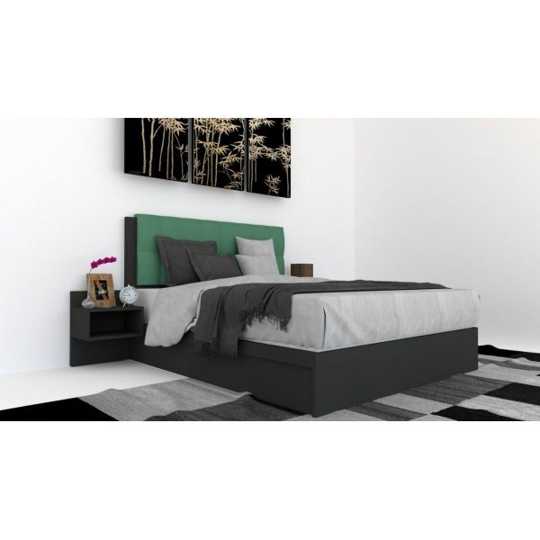 Pat Tapitat LEX 160 cu 2 noptiere, Decor 0164 / Rico 18
