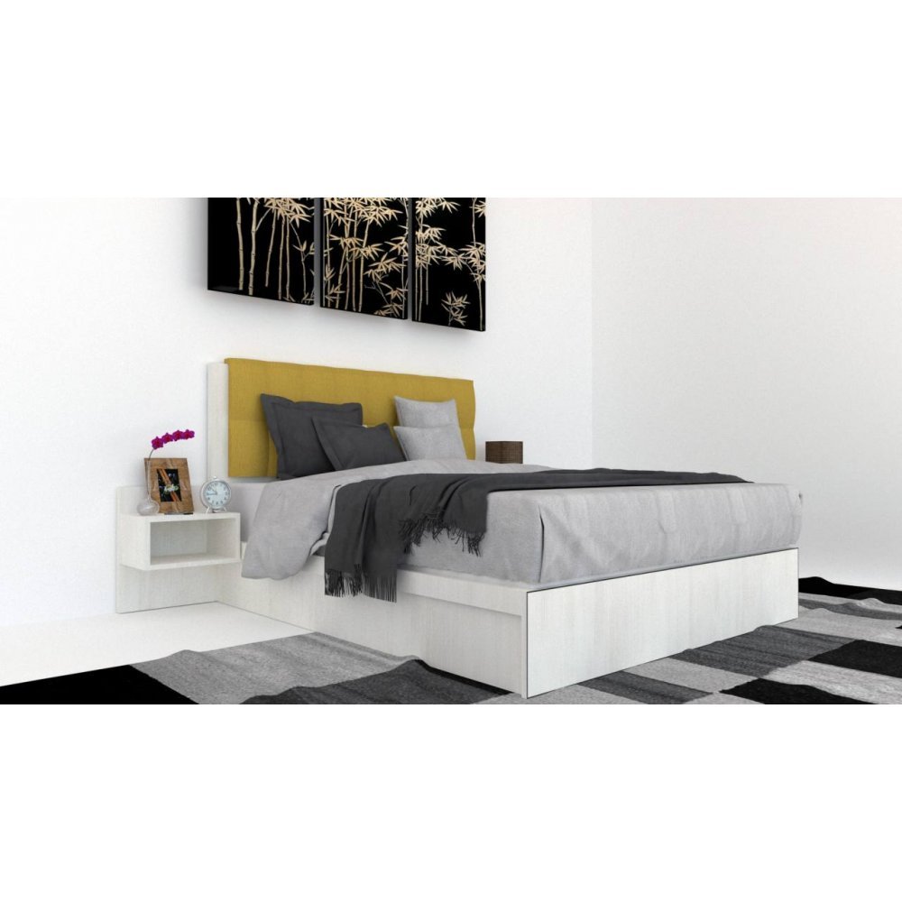 Pat Tapitat LEX 180 cu 2 noptiere, Decor 8508 / Rico 10