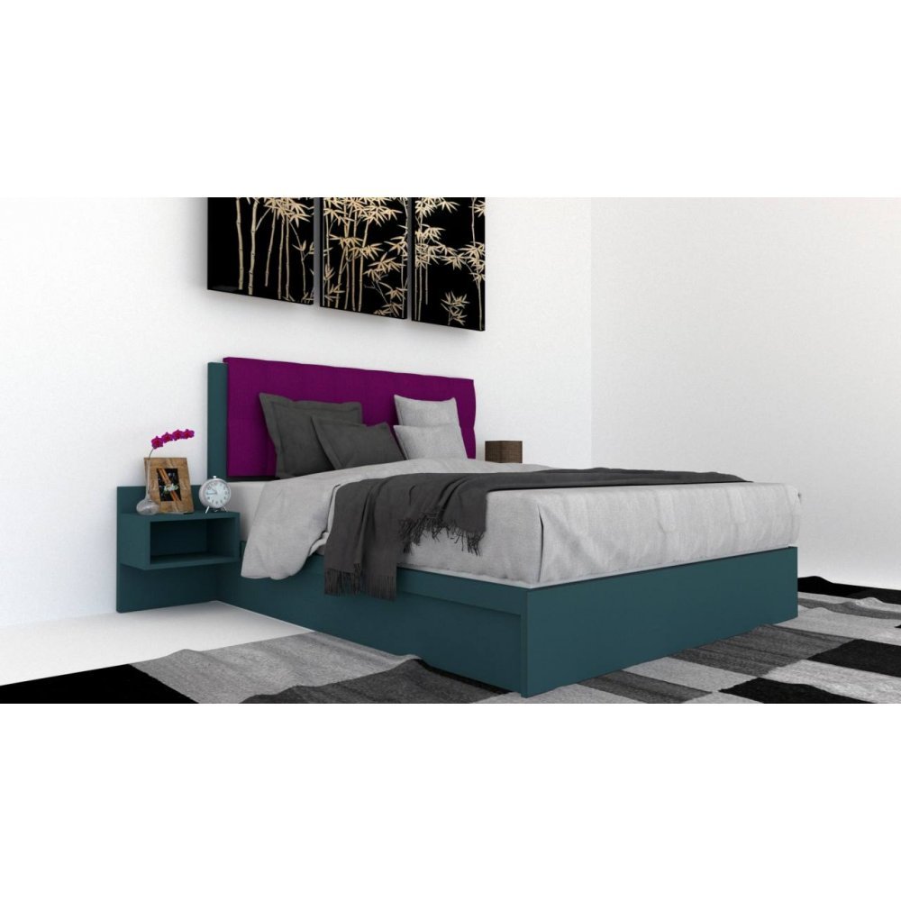 Pat Tapitat LEX 120 cu 2 noptiere, Decor 0244 / Rico 07