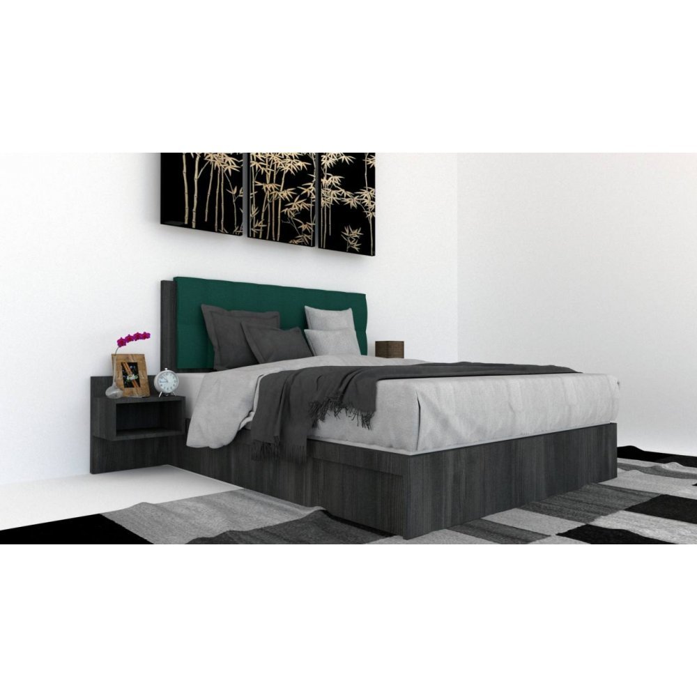 Pat Tapitat LEX 180 cu 2 noptiere, Decor 8509 / Kronos 04 Pat Tapitat LEX 180 cu 2 noptiere, Decor 8509 / Kronos 04