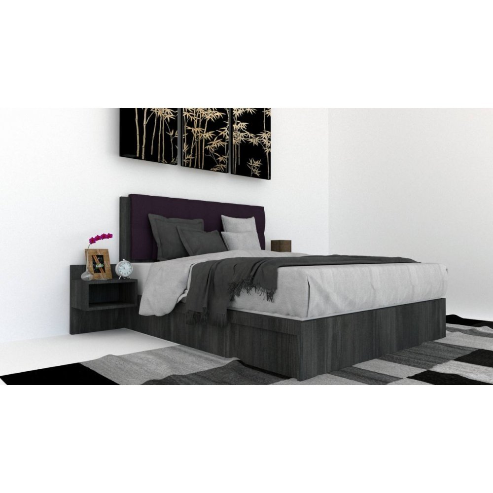 Pat Tapitat LEX 180 cu 2 noptiere, Decor 8509 / Malaga 13