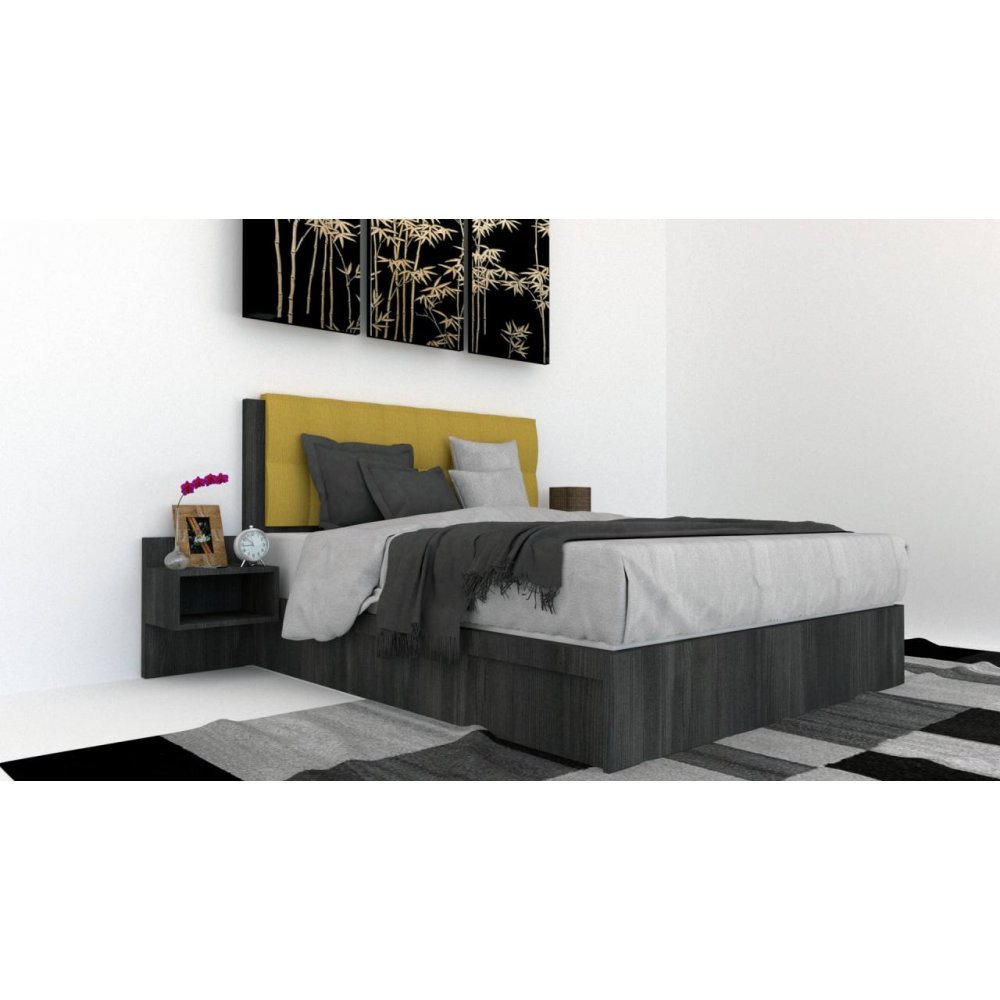 Pat Tapitat LEX 180 cu 2 noptiere, Decor 8509 / Rico 10 Pat Tapitat LEX 180 cu 2 noptiere, Decor 8509 / Rico 10