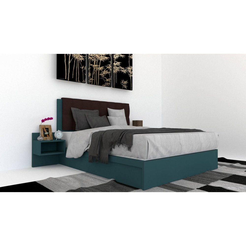 Pat Tapitat LEX 140 cu 2 noptiere, Decor 0244 / Kronos 06