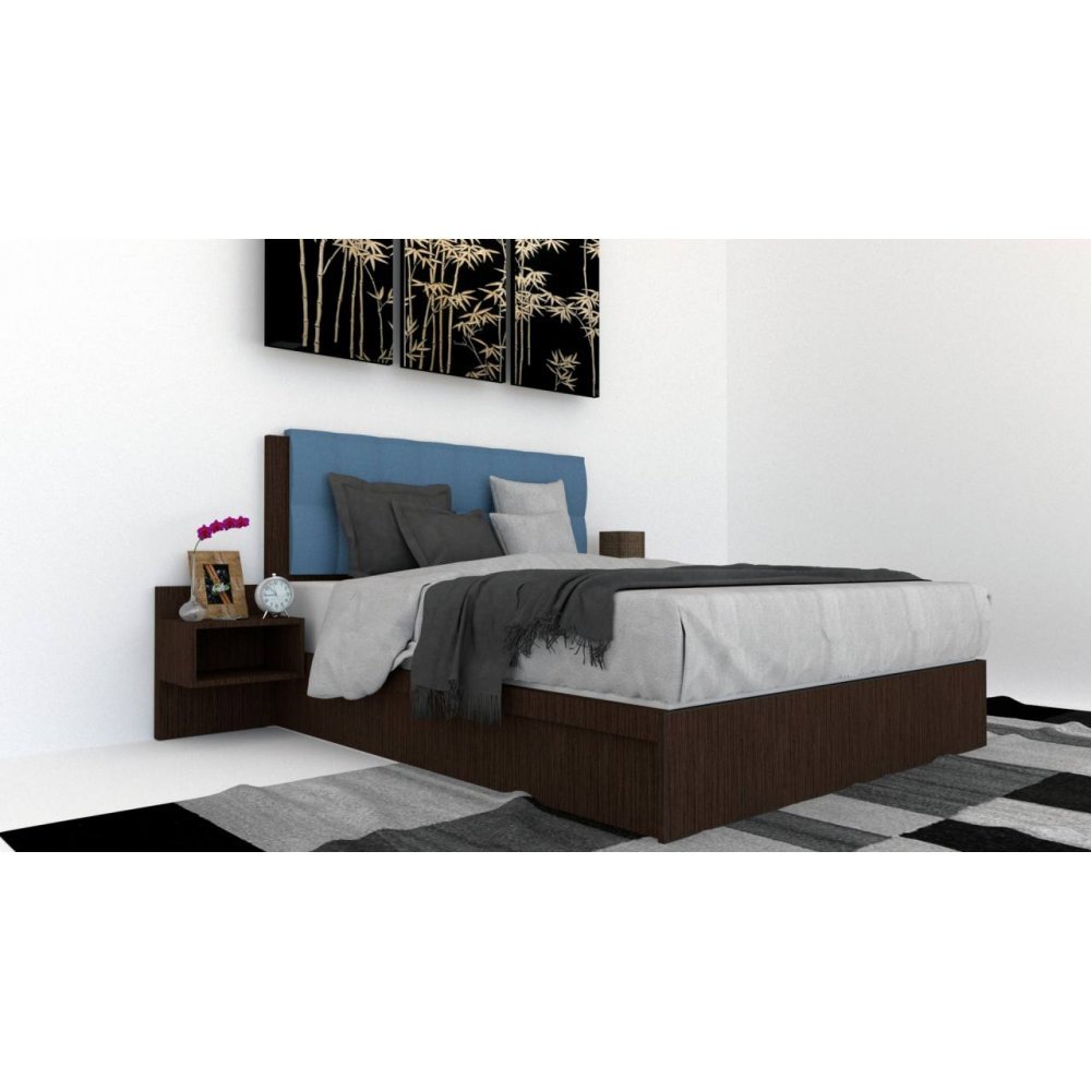 Pat Tapitat LEX 120 cu 2 noptiere, Decor 8548 / Aura 12