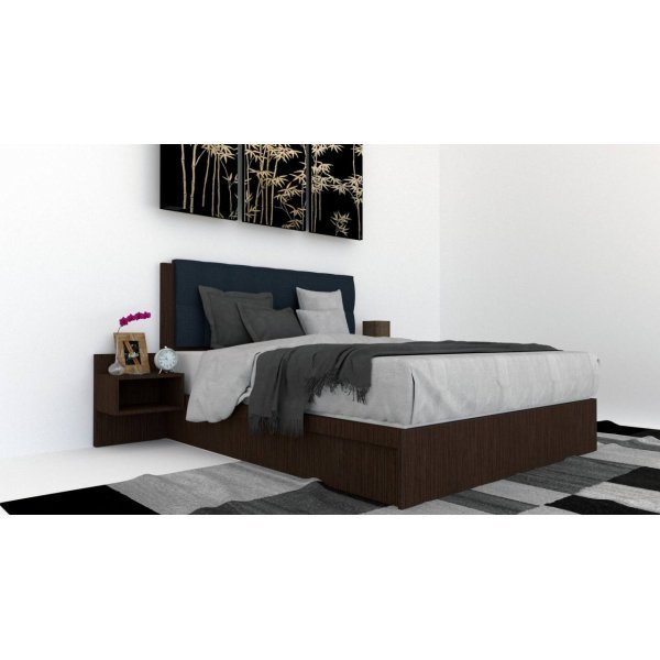 Pat Tapitat LEX 120 cu 2 noptiere, Decor 8548 / Peru 09