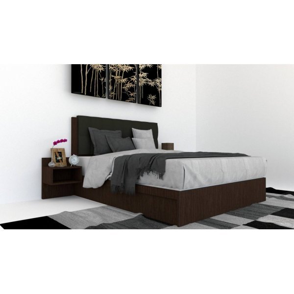 Pat Tapitat LEX 140 cu 2 noptiere, Decor 8548 / Kronos 34