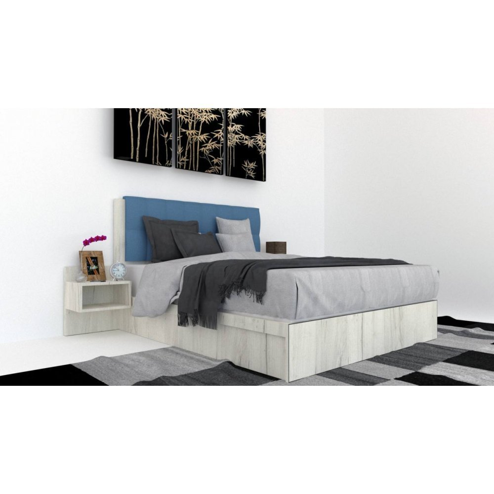 Pat Tapitat LEX 120 cu 2 noptiere, Decor K001 / Aura 12