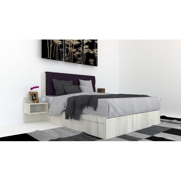 Pat Tapitat LEX 120 cu 2 noptiere, Decor K001 / Malaga 13