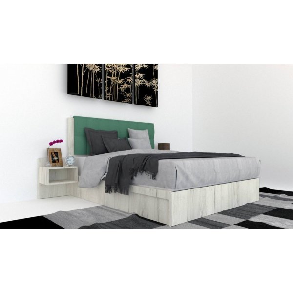 Pat Tapitat LEX 120 cu 2 noptiere, Decor K001 / Rico 18