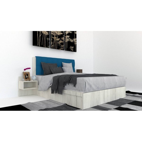 Pat Tapitat LEX 140 cu 2 noptiere, Decor K001 / Rico 11