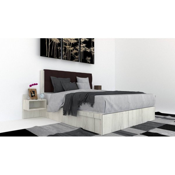 Pat Tapitat LEX 160 cu 2 noptiere Decor K001 / Kronos 06