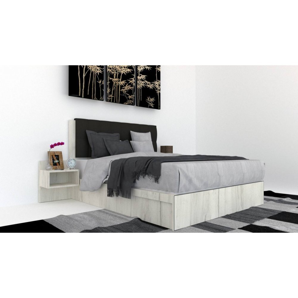 Pat Tapitat LEX 160 cu 2 noptiere Decor K001 / Kronos 34