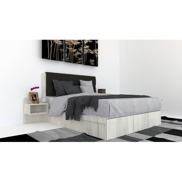 Pat Tapitat LEX 160 cu 2 noptiere Decor K001 / Kronos 34