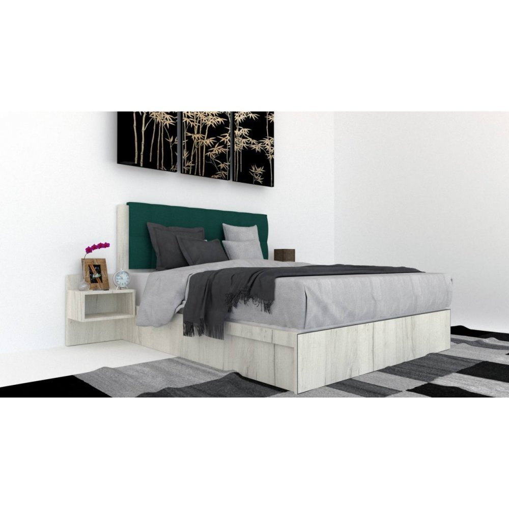 Pat Tapitat LEX 180 cu 2 noptiere, Decor K001 / Kronos 04