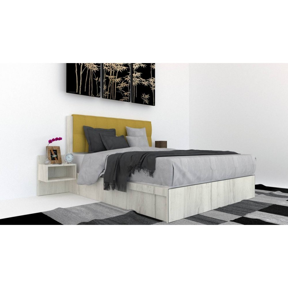 Pat Tapitat LEX 180 cu 2 noptiere, Decor K001 / Rico 10