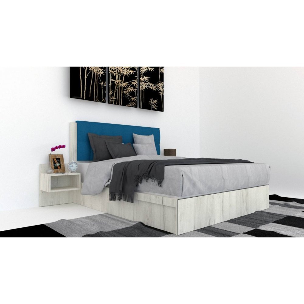 Pat Tapitat LEX 180 cu 2 noptiere, Decor K001 / Rico 11 Pat Tapitat LEX 180 cu 2 noptiere, Decor K001 / Rico 11