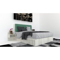 Pat Tapitat LEX 180 cu 2 noptiere, Decor K001 / Rico 18 Pat Tapitat LEX 180 cu 2 noptiere, Decor K001 / Rico 18