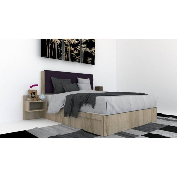 Pat Tapitat LEX 120 cu 2 noptiere, Decor K002 / Malaga 13