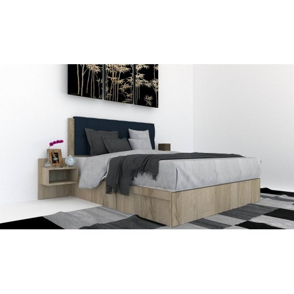 Pat Tapitat LEX 120 cu 2 noptiere, Decor K002 / Peru 09