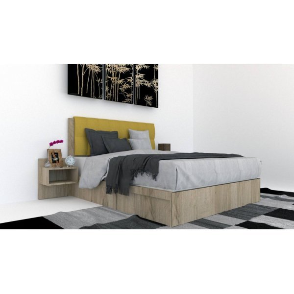 Pat Tapitat LEX 120 cu 2 noptiere, Decor K002 / Rico 10