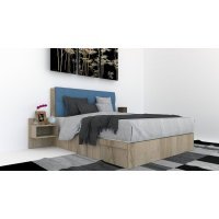 Pat Tapitat LEX 140 cu 2 noptiere, Decor K002 / Aura 12