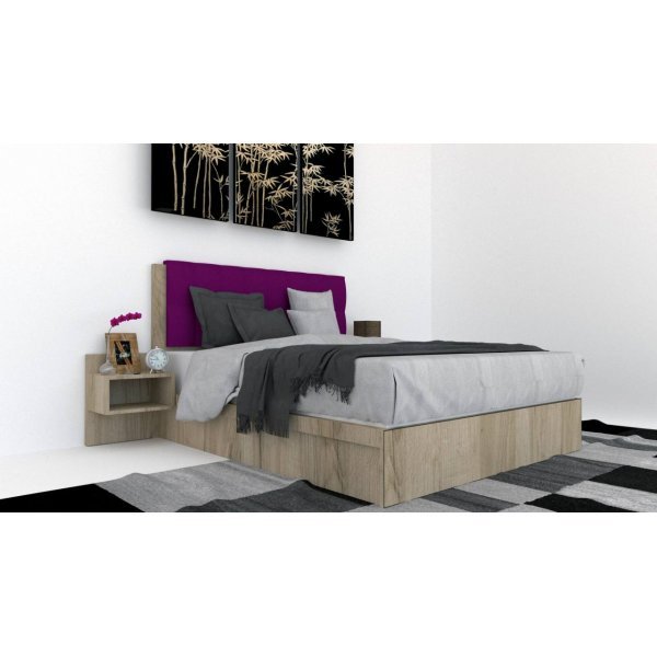 Pat Tapitat LEX 140 cu 2 noptiere, Decor K002 / Rico 07