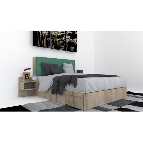 Pat Tapitat LEX 140 cu 2 noptiere, Decor K002 / Rico 18