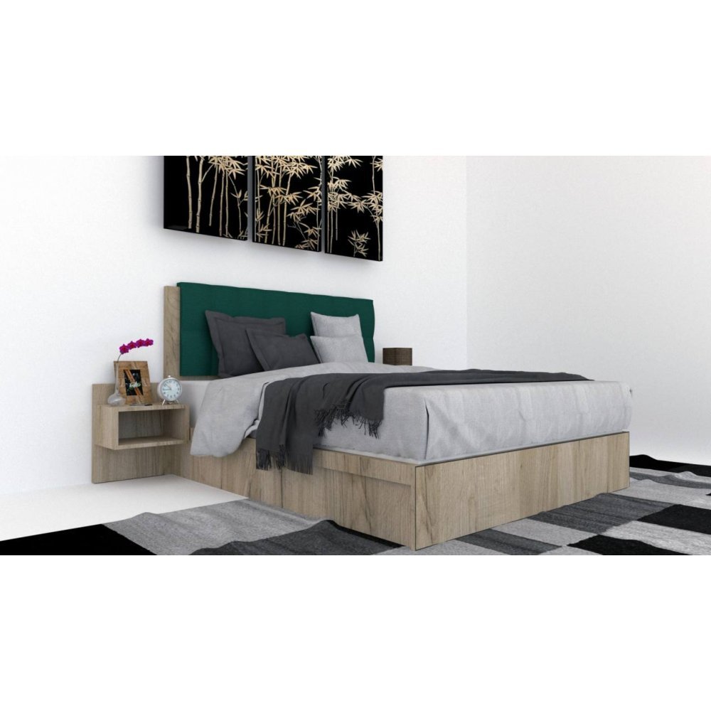 Pat Tapitat LEX 160 cu 2 noptiere Decor K002 / Kronos 04