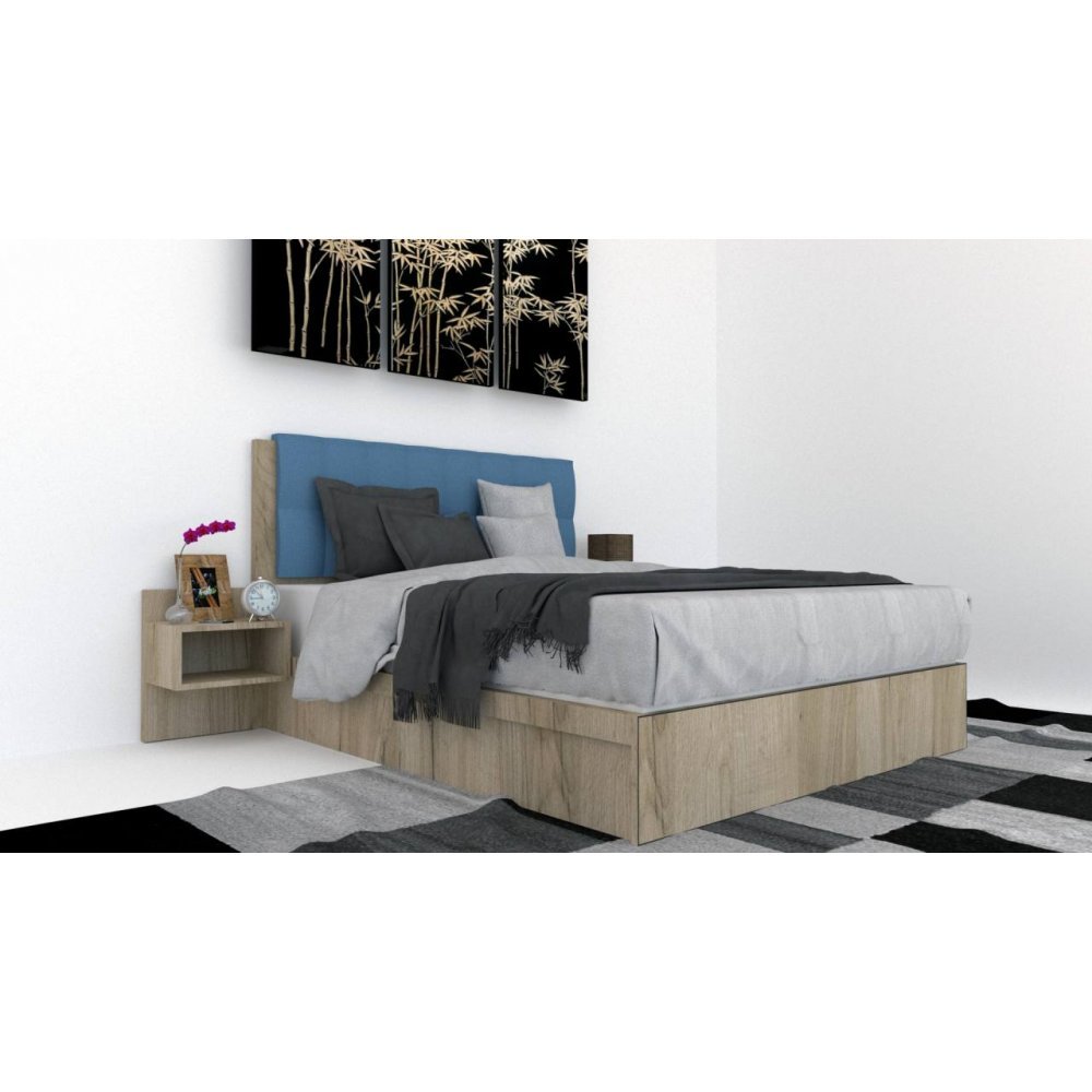 Pat Tapitat LEX 180 cu 2 noptiere, Decor K002 / Aura 12