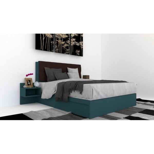 Pat Tapitat LEX 160 cu 2 noptiere, Decor 0244 / Kronos 06