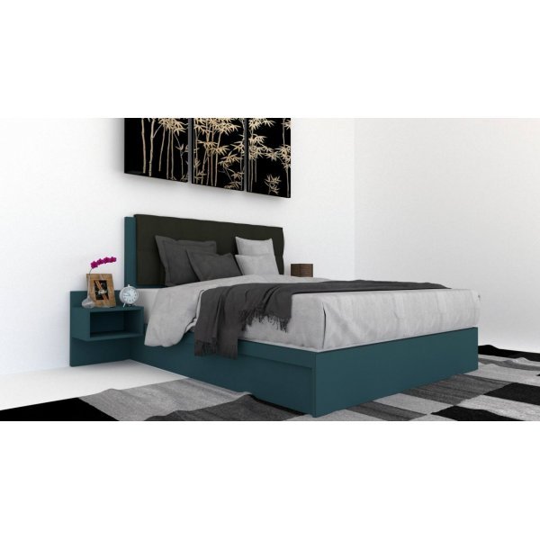 Pat Tapitat LEX 160 cu 2 noptiere, Decor 0244 / Kronos 34