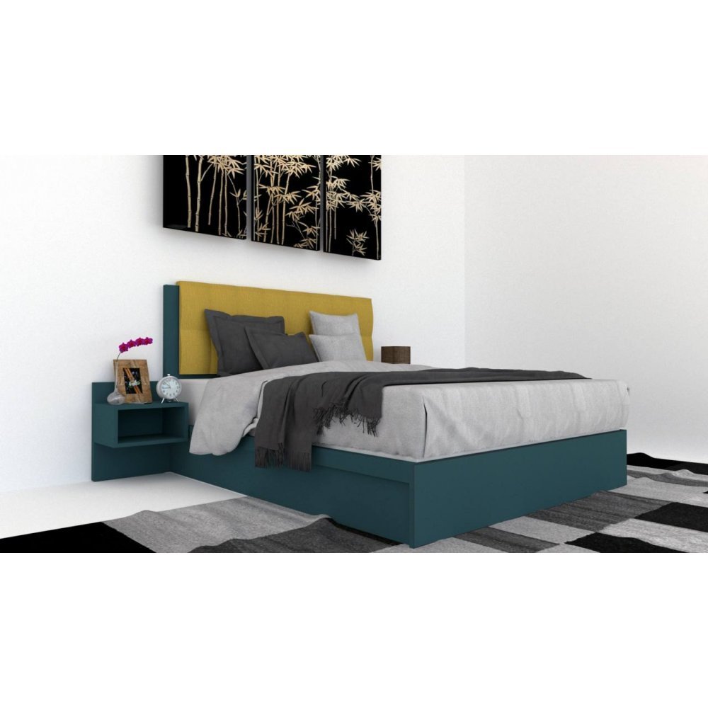 Pat Tapitat LEX 160 cu 2 noptiere, Decor 0244 / Rico 10