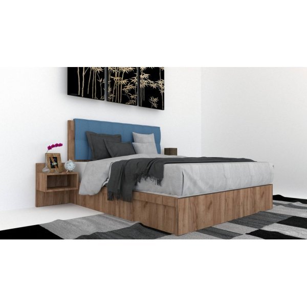 Pat Tapitat LEX 140 cu 2 noptiere, Decor K004 / Aura 12