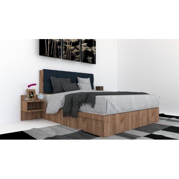 Pat Tapitat LEX 140 cu 2 noptiere, Decor K004 / Peru 09