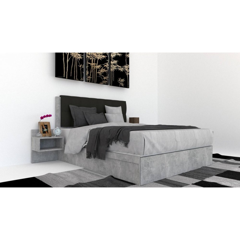 Pat Tapitat LEX 140 cu 2 noptiere, Decor 4298 / Kronos 34