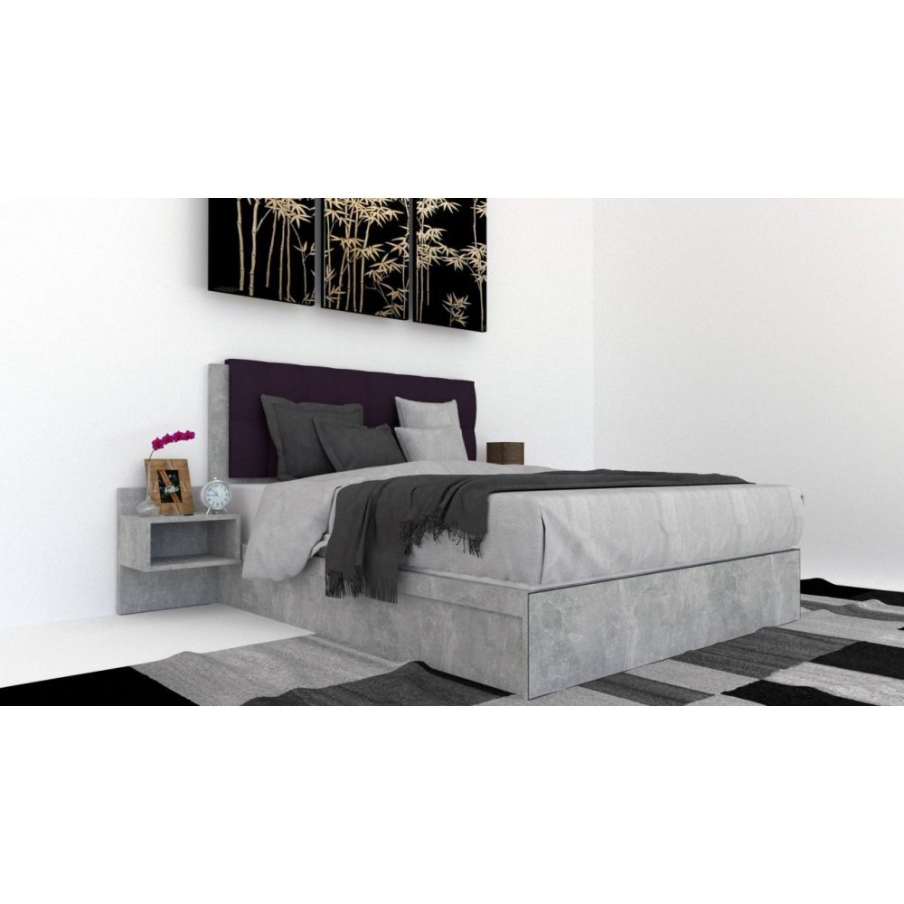 Pat Tapitat LEX 140 cu 2 noptiere, Decor 4298 / Malaga 13