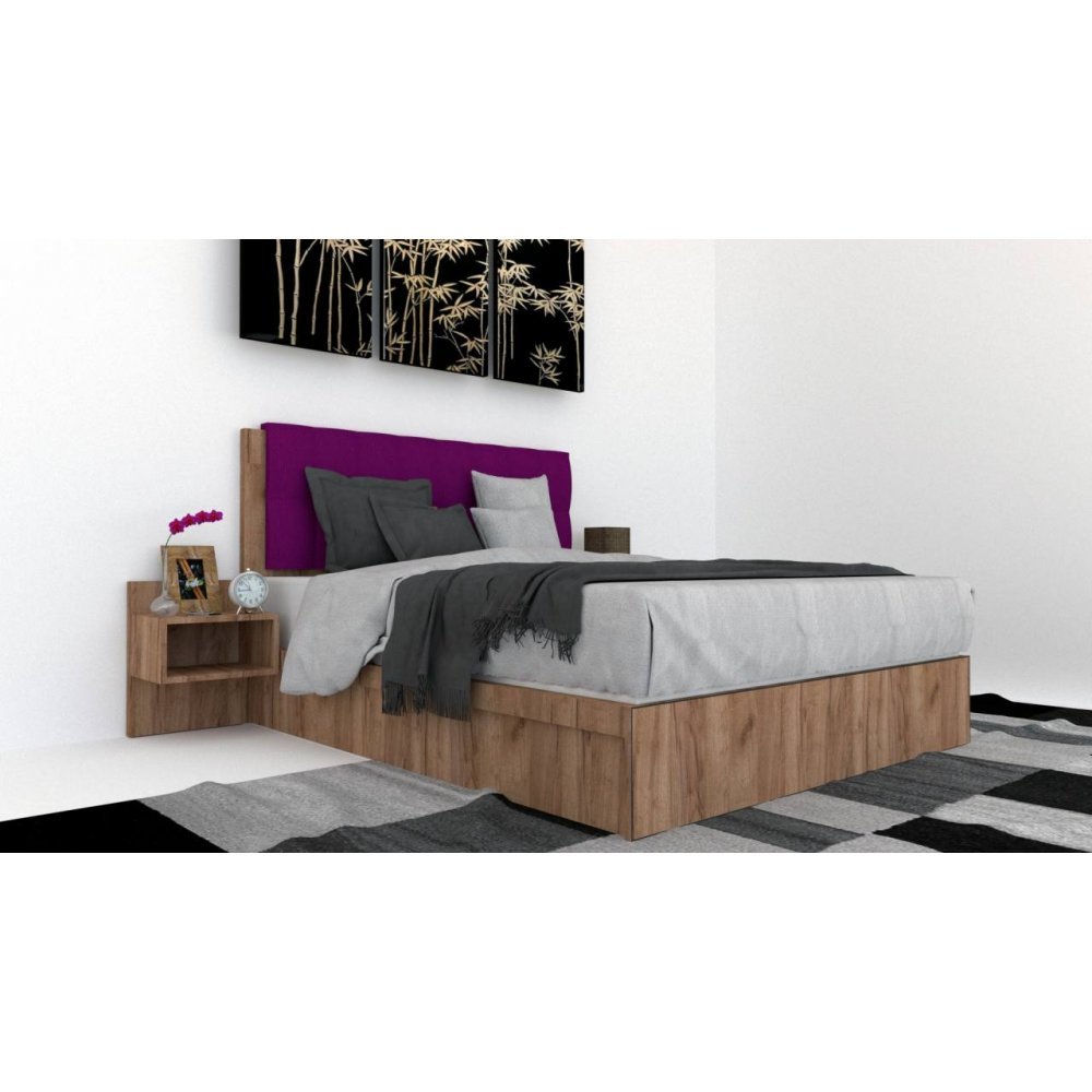 Pat Tapitat LEX 160 cu 2 noptiere Decor K004 / Rico 07