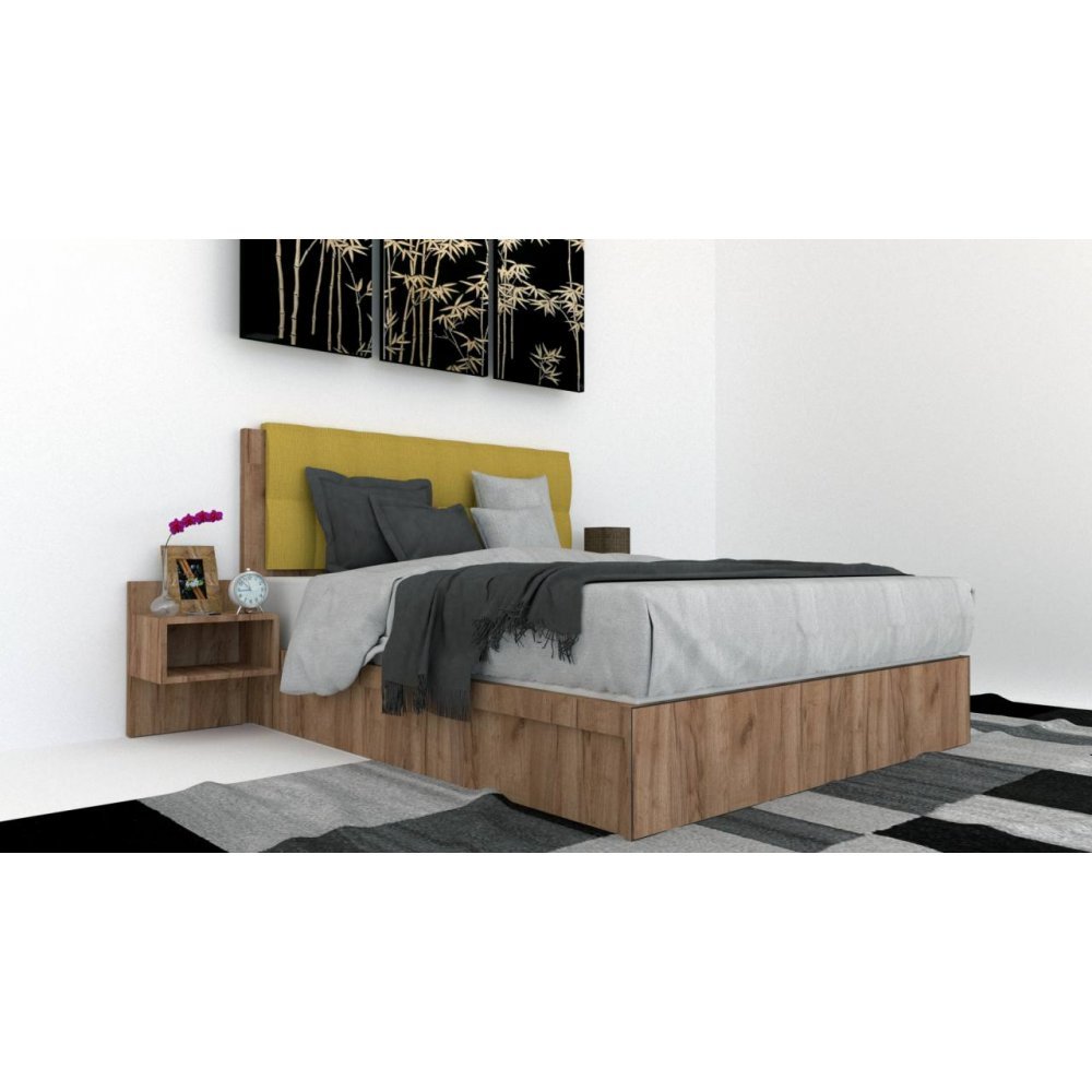 Pat Tapitat LEX 160 cu 2 noptiere Decor K004 / Rico 10