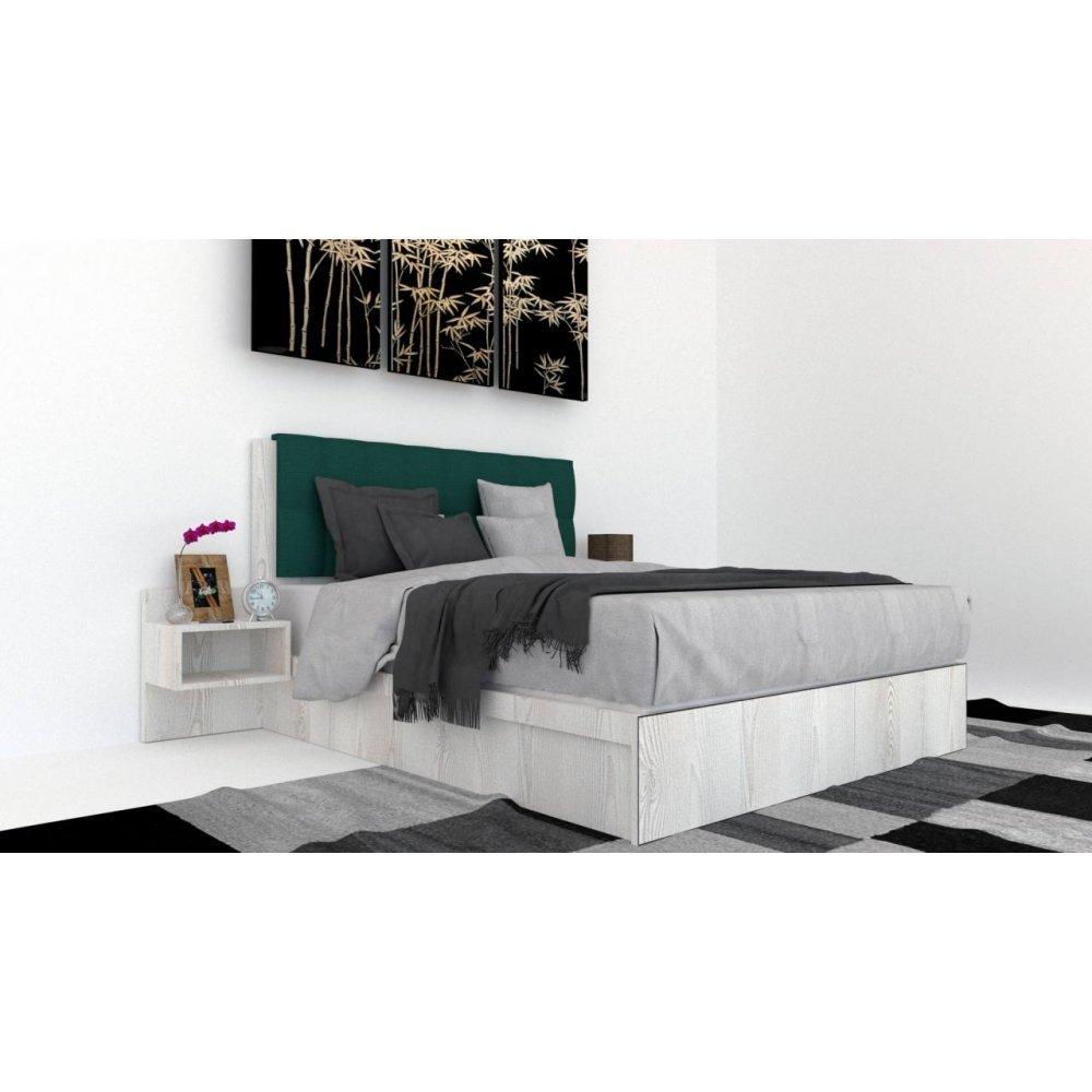 Pat Tapitat LEX 120 cu 2 noptiere, Decor K010 / Kronos 04