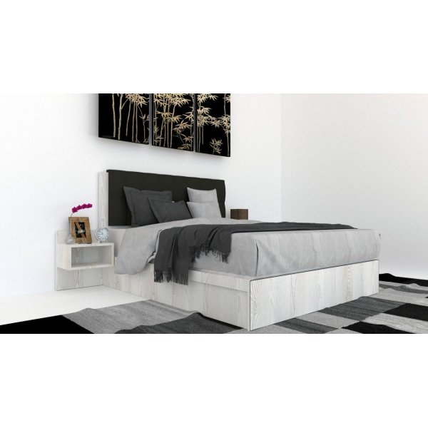 Pat Tapitat LEX 120 cu 2 noptiere, Decor K010 / Kronos 34