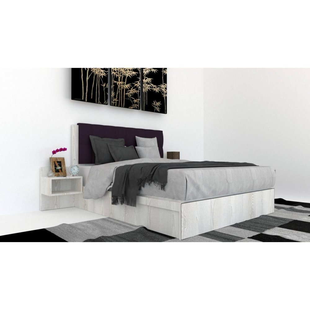 Pat Tapitat LEX 120 cu 2 noptiere, Decor K010 / Malaga 13