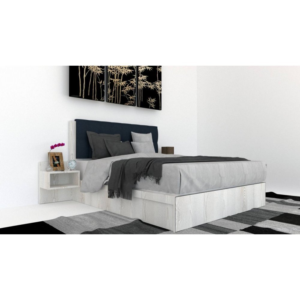 Pat Tapitat LEX 120 cu 2 noptiere, Decor K010 / Peru 09 Pat Tapitat LEX 120 cu 2 noptiere, Decor K010 / Peru 09