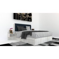 Pat Tapitat LEX 120 cu 2 noptiere, Decor K010 / Peru 09 Pat Tapitat LEX 120 cu 2 noptiere, Decor K010 / Peru 09