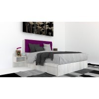 Pat Tapitat LEX 120 cu 2 noptiere, Decor K010 / Rico 07