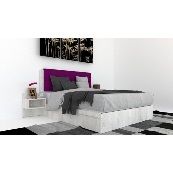 Pat Tapitat LEX 120 cu 2 noptiere, Decor K010 / Rico 07